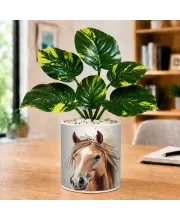 Artificial Tree Ceramic Photo Pot With White Stones 3x4 Inch (F165864)