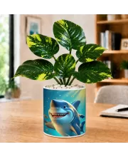 Artificial Tree Ceramic Photo Pot With White Stones 3x4 Inch (F165871)