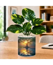 Artificial Tree Ceramic Photo Pot With White Stones 3x4 Inch (F165874)