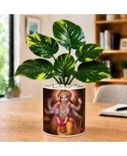 Artificial Tree Ceramic Photo Pot With White Stones 3x4 Inch (F165878)