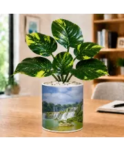 Artificial Tree Ceramic Photo Pot With White Stones 3x4 Inch (F165879)