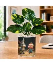 Artificial Tree Ceramic Photo Pot With White Stones 3x4 Inch (F165880)