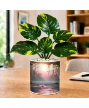 Artificial Tree Ceramic Photo Pot With White Stones 3x4 Inch (F165882)