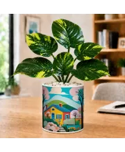 Artificial Tree Ceramic Photo Pot With White Stones 3x4 Inch (F165883)