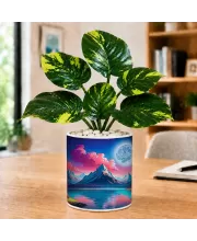 Artificial Tree Ceramic Photo Pot With White Stones 3x4 Inch (F165886)