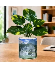 Artificial Tree Ceramic Photo Pot With White Stones 3x4 Inch (F165887)