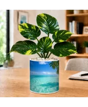Artificial Tree Ceramic Photo Pot With White Stones 3x4 Inch (F165892)