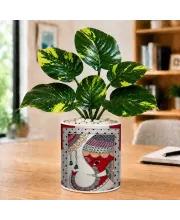 Artificial Tree Ceramic Photo Pot With White Stones 3x4 Inch (F165893)