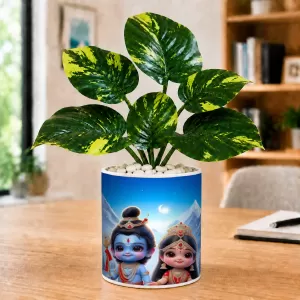 Artificial Tree Ceramic Photo Pot With White Stones 3x4 Inch (F165894) Artificial Tree Ceramic Photo Pot With White Stones 3x4 Inch (F165894)