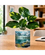 Artificial Tree Ceramic Photo Pot With White Stones 3x4 Inch (F165900)