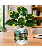 Artificial Tree Ceramic Photo Pot With White Stones 3x4 Inch (F165901)