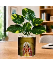 Artificial Tree Ceramic Photo Pot With White Stones 3x4 Inch (F165902)