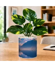 Artificial Tree Ceramic Photo Pot With White Stones 3x4 Inch (F165903)