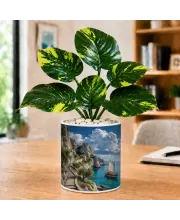 Artificial Tree Ceramic Photo Pot With White Stones 3x4 Inch (F165906)