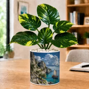 Artificial Tree Ceramic Photo Pot With White Stones 3x4 Inch (F165906) Artificial Tree Ceramic Photo Pot With White Stones 3x4 Inch (F165906)