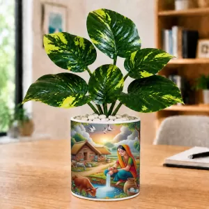 Artificial Tree Ceramic Photo Pot With White Stones 3x4 Inch (F165910) Artificial Tree Ceramic Photo Pot With White Stones 3x4 Inch (F165910)