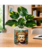 Artificial Tree Ceramic Photo Pot With White Stones 3x4 Inch (F165913)