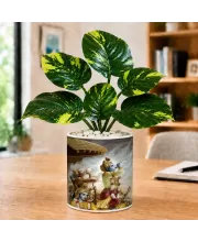Artificial Tree Ceramic Photo Pot With White Stones 3x4 Inch (F165920)