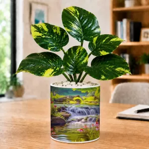 Artificial Tree Ceramic Photo Pot With White Stones 3x4 Inch (F165922) Artificial Tree Ceramic Photo Pot With White Stones 3x4 Inch (F165922)