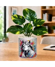 Artificial Tree Ceramic Photo Pot With White Stones 3x4 Inch (F165923)