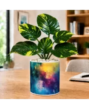 Artificial Tree Ceramic Photo Pot With White Stones 3x4 Inch (F165924)