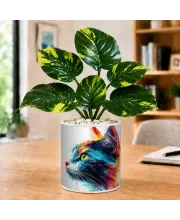 Artificial Tree Ceramic Photo Pot With White Stones 3x4 Inch (F165925)
