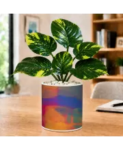 Artificial Tree Ceramic Photo Pot With White Stones 3x4 Inch (F165927)