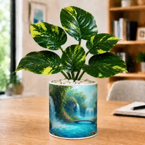 Artificial Tree Ceramic Photo Pot With White Stones 3x4 Inch (F165929) Artificial Tree Ceramic Photo Pot With White Stones 3x4 Inch (F165929)