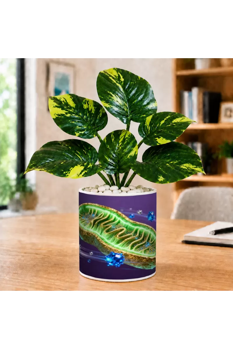 Artificial Tree Ceramic Photo Pot With White Stones 3x4 Inch (F165934)