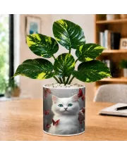Artificial Tree Ceramic Photo Pot With White Stones 3x4 Inch (F165935)