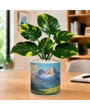 Artificial Tree Ceramic Photo Pot With White Stones 3x4 Inch (F165936)