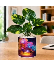 Artificial Tree Ceramic Photo Pot With White Stones 3x4 Inch (F165939)