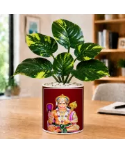 Artificial Tree Ceramic Photo Pot With White Stones 3x4 Inch (F165941)