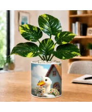 Artificial Tree Ceramic Photo Pot With White Stones 3x4 Inch (F165942)