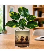 Artificial Tree Ceramic Photo Pot With White Stones 3x4 Inch (F165944)