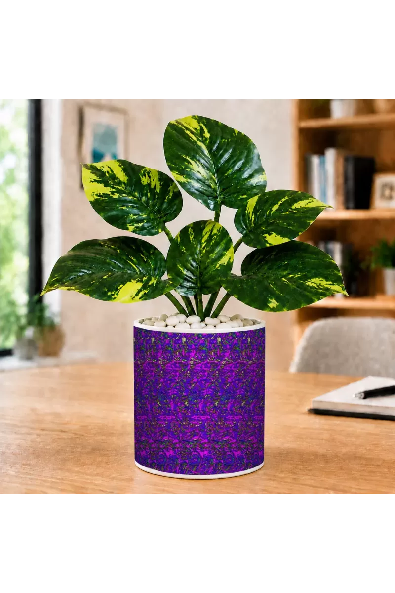 Artificial Tree Ceramic Photo Pot With White Stones 3x4 Inch (F165948)
