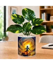 Artificial Tree Ceramic Photo Pot With White Stones 3x4 Inch (F165949)