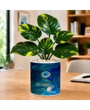 Artificial Tree Ceramic Photo Pot With White Stones 3x4 Inch (F165950)
