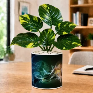Artificial Tree Ceramic Photo Pot With White Stones 3x4 Inch (F165951)