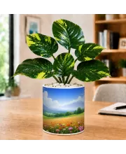 Artificial Tree Ceramic Photo Pot With White Stones 3x4 Inch (F165953)