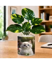 Artificial Tree Ceramic Photo Pot With White Stones 3x4 Inch (F165958)