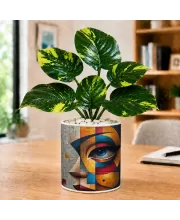 Artificial Tree Ceramic Photo Pot With White Stones 3x4 Inch (F165959)