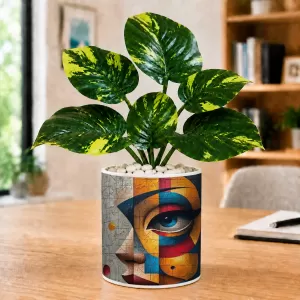 Artificial Tree Ceramic Photo Pot With White Stones 3x4 Inch (F165959) Artificial Tree Ceramic Photo Pot With White Stones 3x4 Inch (F165959)