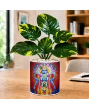 Artificial Tree Ceramic Photo Pot With White Stones 3x4 Inch (F165960)