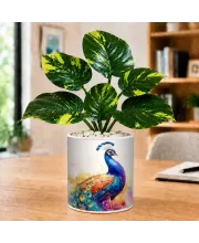 Artificial Tree Ceramic Photo Pot With White Stones 3x4 Inch (F165966)