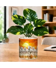 Artificial Tree Ceramic Photo Pot With White Stones 3x4 Inch (F165969)