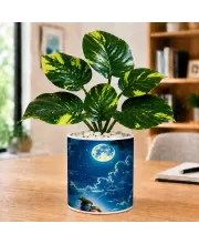 Artificial Tree Ceramic Photo Pot With White Stones 3x4 Inch (F165973)
