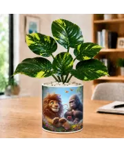 Artificial Tree Ceramic Photo Pot With White Stones 3x4 Inch (F165975)