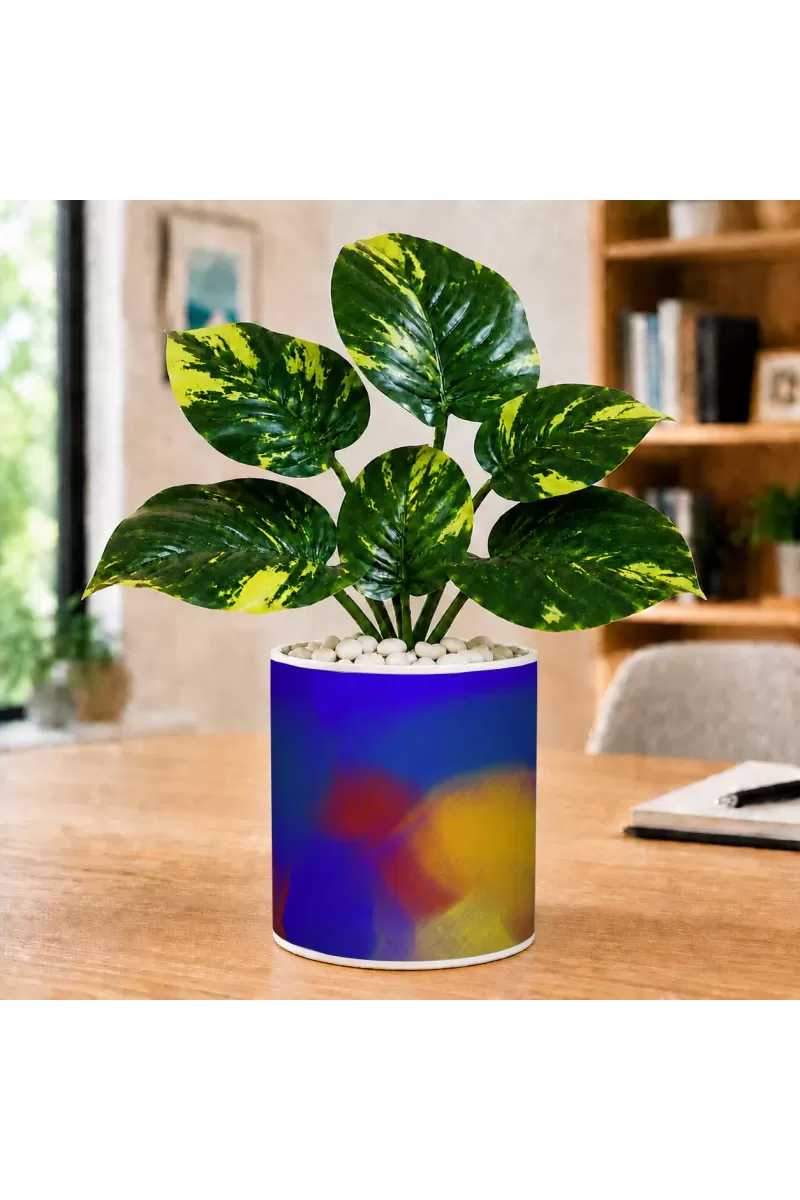 Artificial Tree Ceramic Photo Pot With White Stones 3x4 Inch (F165976)