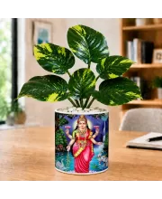 Artificial Tree Ceramic Photo Pot With White Stones 3x4 Inch (F165977)
